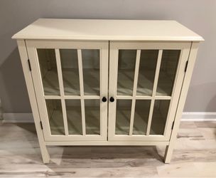 White-Cream Glass Door Cabinet
