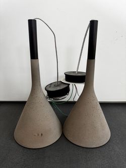 Two concrete pendant lamps