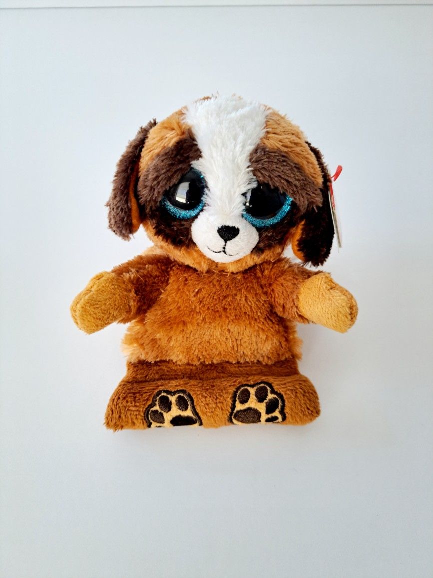 NWT Ty Beanie Boo PEEK-A-BOOS Pups The Puppy Dog Cell Phone Holder Screen Clean