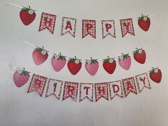 Birthday banner & Table cover🍓