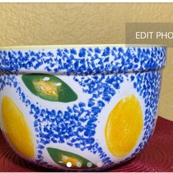 cachepot planter Lemon Fruit Theme inside ceramic pot yellow Ceramic Bowl planter pot all purpose bowls with Hand-Painted Lemon Theme art pottery