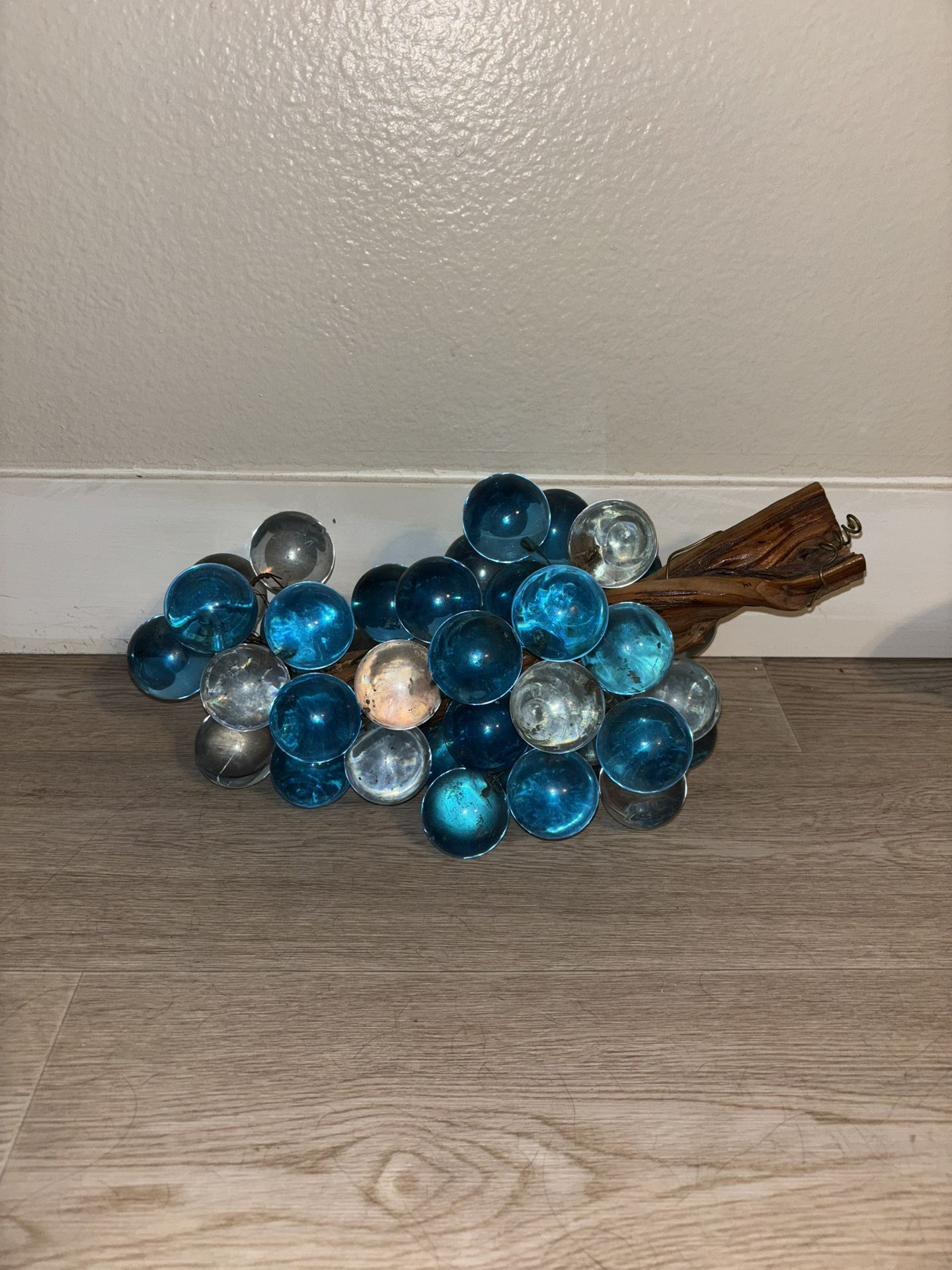 Vintage Mid Century Blue & Clear Large Lucite Grapes Cluster