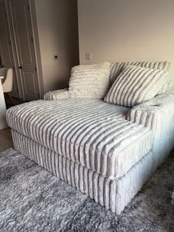 Ashley Furniture Oversized Jumbo Cord Chaise Chair Alloy SOFT