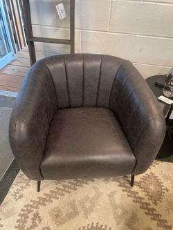 Faux Leather Barrel Chair