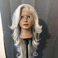 Icy blonde with blue highlight wig