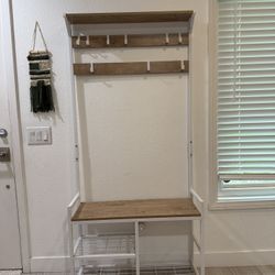 Entryway Coat Hanger And Storage Shelf
