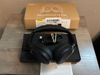Jabra Evolve2 65 Flex Wireless Stereo Headset with Hybrid ANC, Black Foldable Lightweight Design, ClearVoice Mic Technology, Hybrid ANC for Busy Space