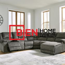 Benlocke Flannel 6-Piece Reclining Sectional with Chaise

