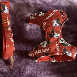 Disney Mickey Mouse Pet harness Size Small And Matching Leash 