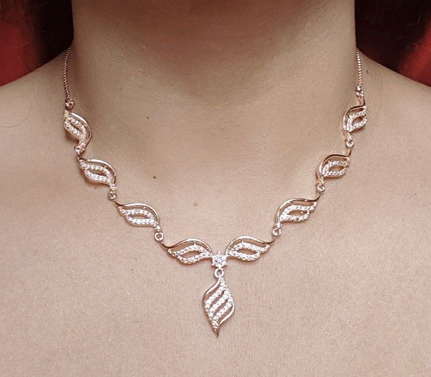 Rose Gold Plates Necklace And Earrings