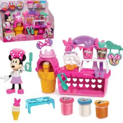 Disney Junior Minnie Mouse Sweets & Treats Shop, 16-piece Pretend Play Food Set with 6-inch Figure, Officially Licensed Kids Toys for Ages 3 Up