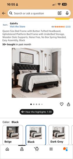 Queen bed black frame and 10 inch mattress