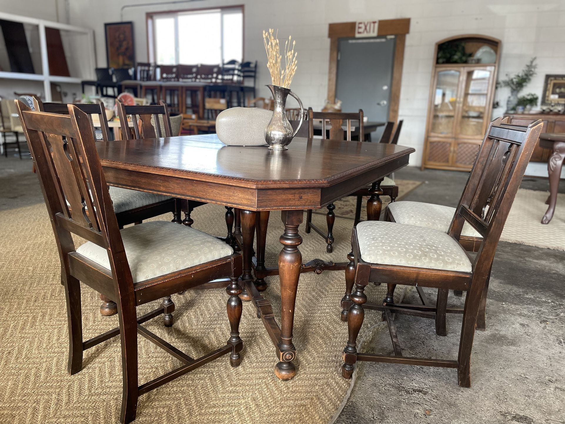 Wood Dining Table & 6 Chairs