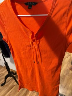 Lauren Ralph Lauren Orange Ribbed Top Size S