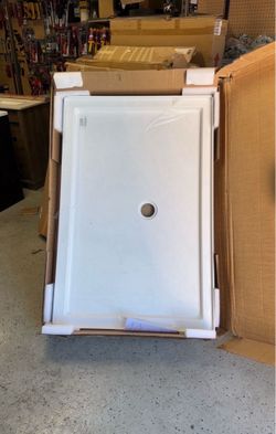 54"X36" Shower Pan Base Center Drain in White