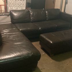 Sectional Leather Brown Couches