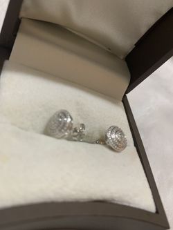 Earrings diamonds w/ rhodium over silver NEW