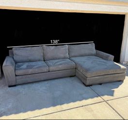 Beautiful Gray Sofa Sectional Couch with oversized Chaise + Free Delivery