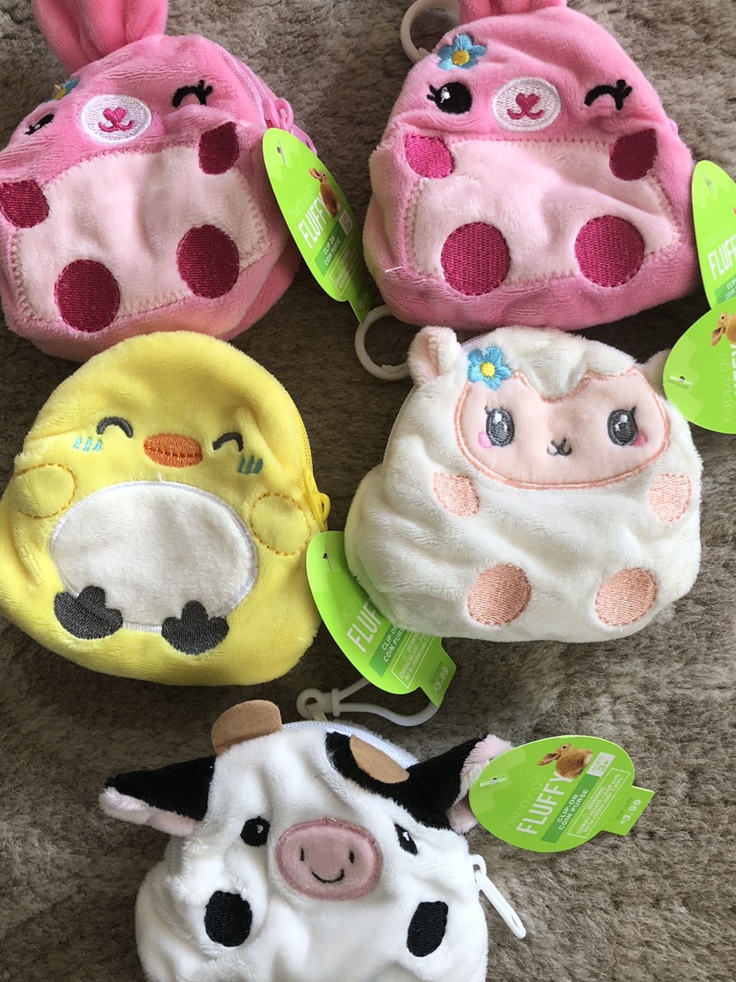Plush Mini clip on backpacks with zipper