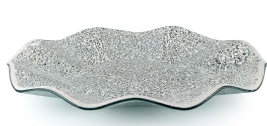 Silver Mosaic Glass Decorative Tray