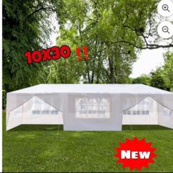 10'x 30' White Gazebo Wedding Party Tent Canopy With 6 Windows & 2 Sidewalls-8