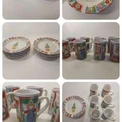 Vintage KIC Alecia Keen Antique Christmas 15 Plates & 16 Coffee Mugs-Sells on eBay For $16 Each