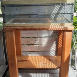 Reptile Tank With Solid Wood Stand w/ESU UVB Light