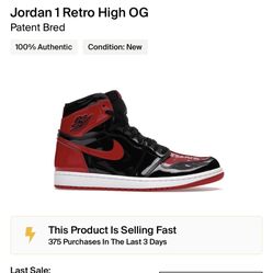 Jordan 1 Patent Bred (read description)