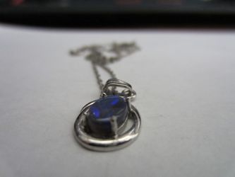 18" silver necklace with purple opal pendant, 925.