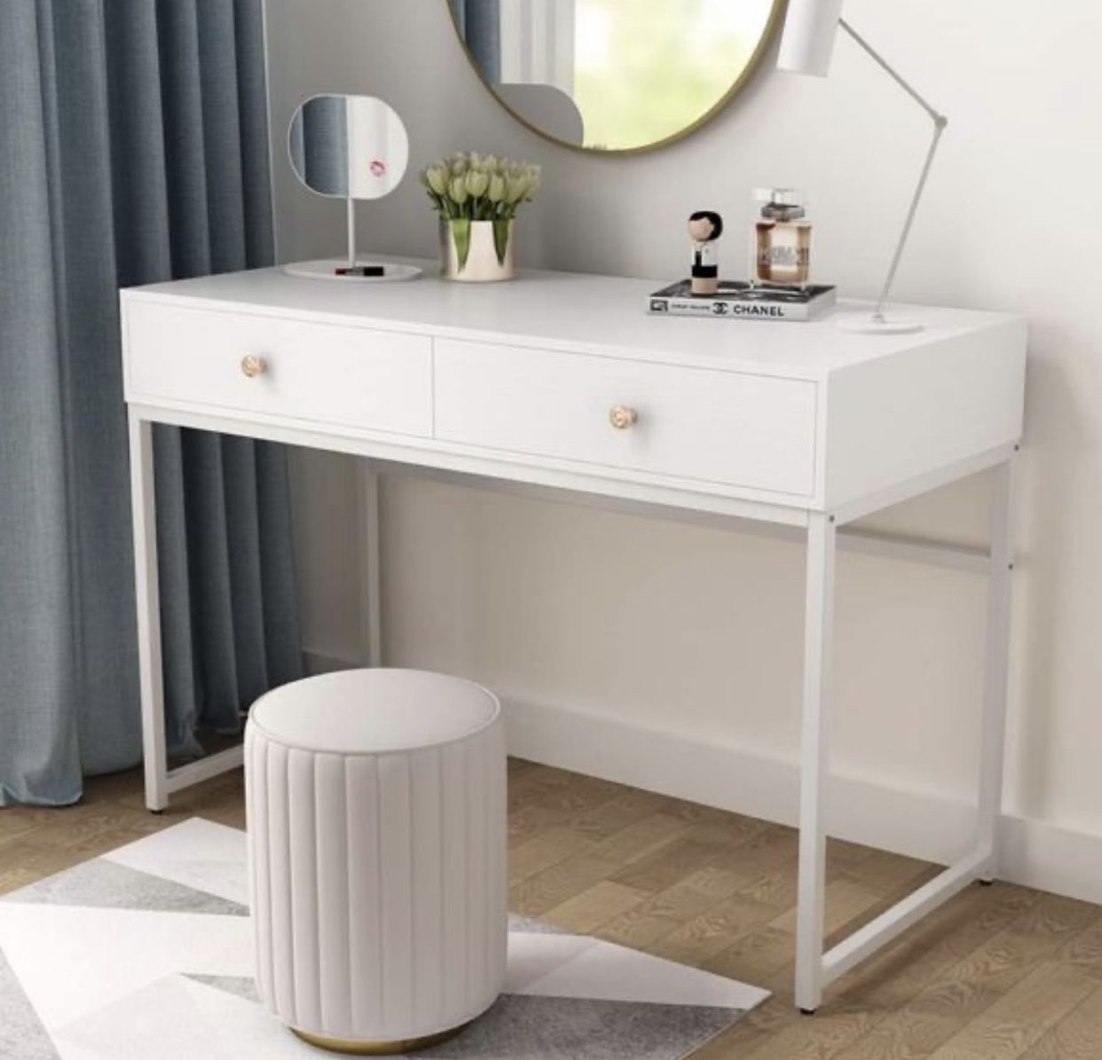 All White Table - Computer Desk - Vanity Table