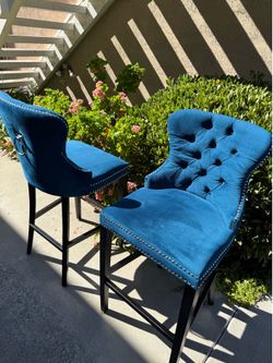 Blue Velvet Barstools - $40 for pair