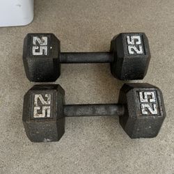 Pair Of 25 Lbs Dumbbells 