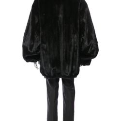 Mink Fur Reversible Leather Bomber Jacket