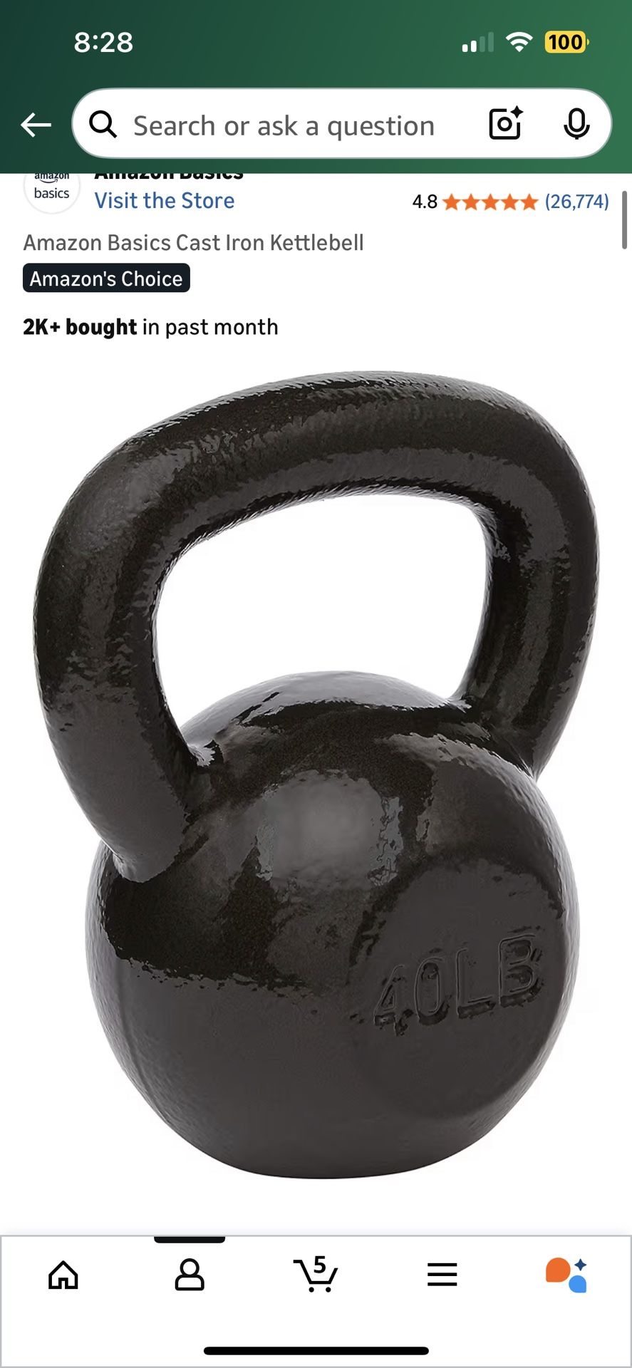 40lb Amazon Basics Kettlebell 