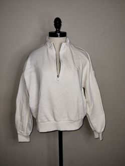 Banana Republic Women's White Pullover Half Zip Cropped Sweater Size Small