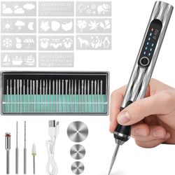 Upgraded Electric Engraving Pen with 37 Bits & 3-Speed Adjust,USB Rechargeable,Rotary Tool for 50+ Surfaces - Professional & Beginner Friendly, Portab