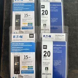 4 NEW Eaton BR Breakers – 15A AFCI/GFCI + 20A AFCI (Bundle Deal)