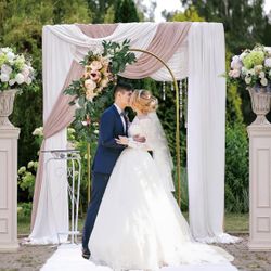 (7777-24) Wedding Arch Backdrop Stand 6.6FT Gold Wedding Balloon Arched Backdrop Stand Square Arch Frame for Birthday Party Bridal Baby Shower Ceremon