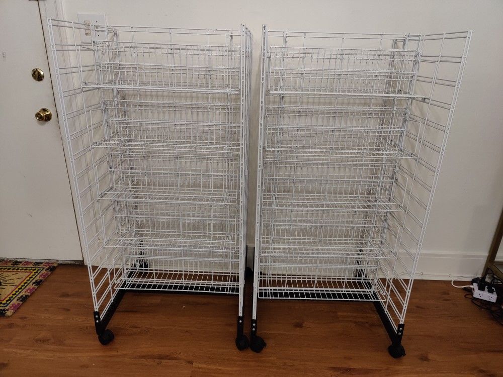 2 Metal Wire Rack Media Store Shelves- For CDs, Books, DVDs 