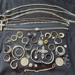 Silver Jewlery And 2 Silver Quarters