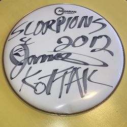 James Kottak Scorpions Signed Drum Head 2012 Tour
