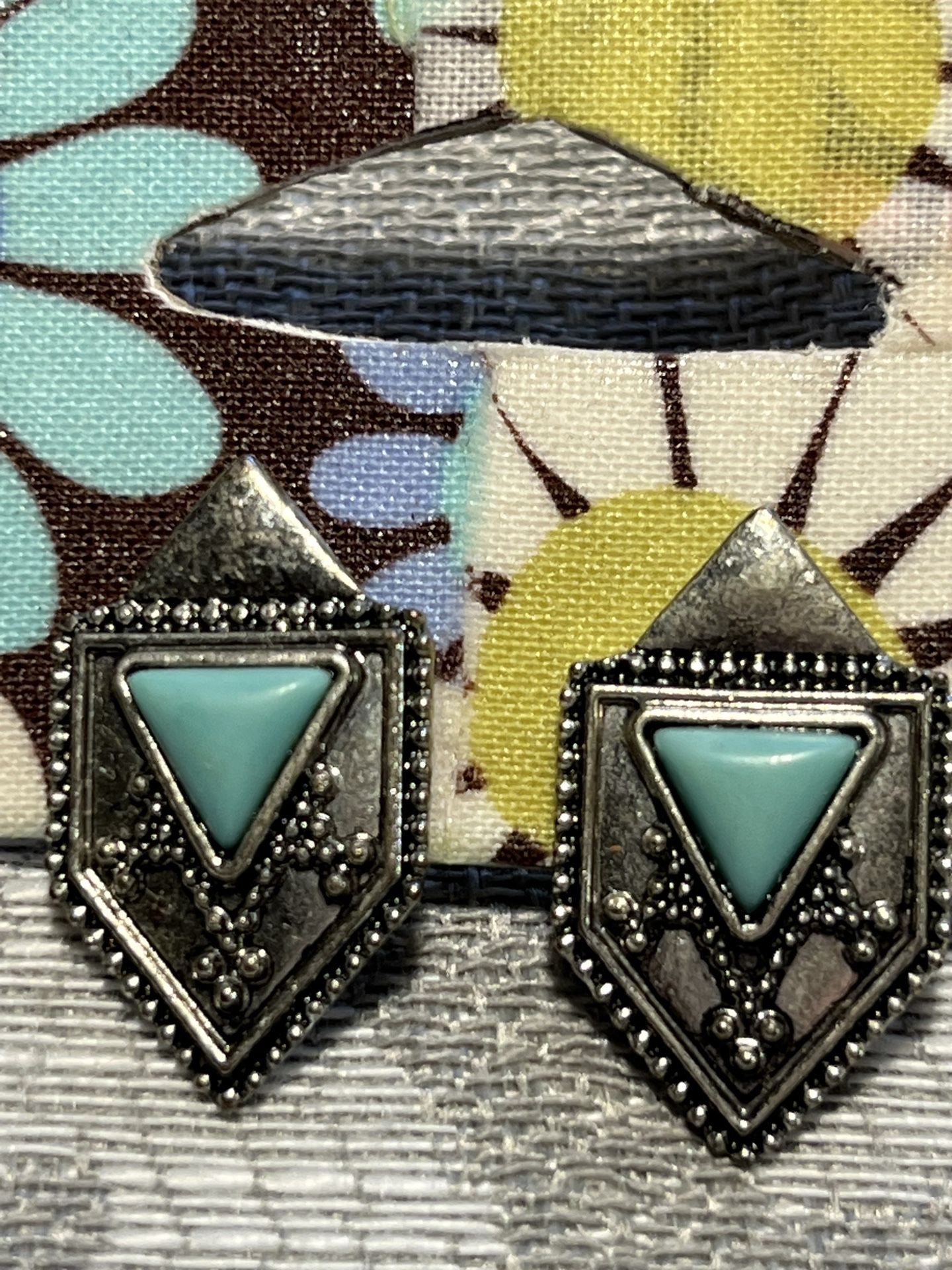 Small Geometric Shapes Silver Blue Earrings