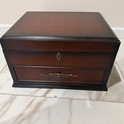 Vintage Wood Silverware Chest w/ Gold Flatware – Locking Storage Box