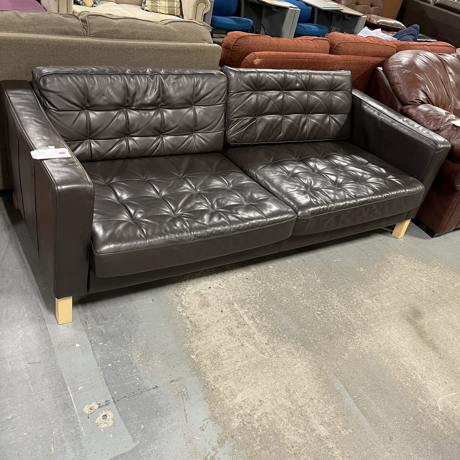 Dark Brown Modern Leather Couch (in Store)