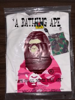 A bathing, ape, white and pink shirt brand new with tag