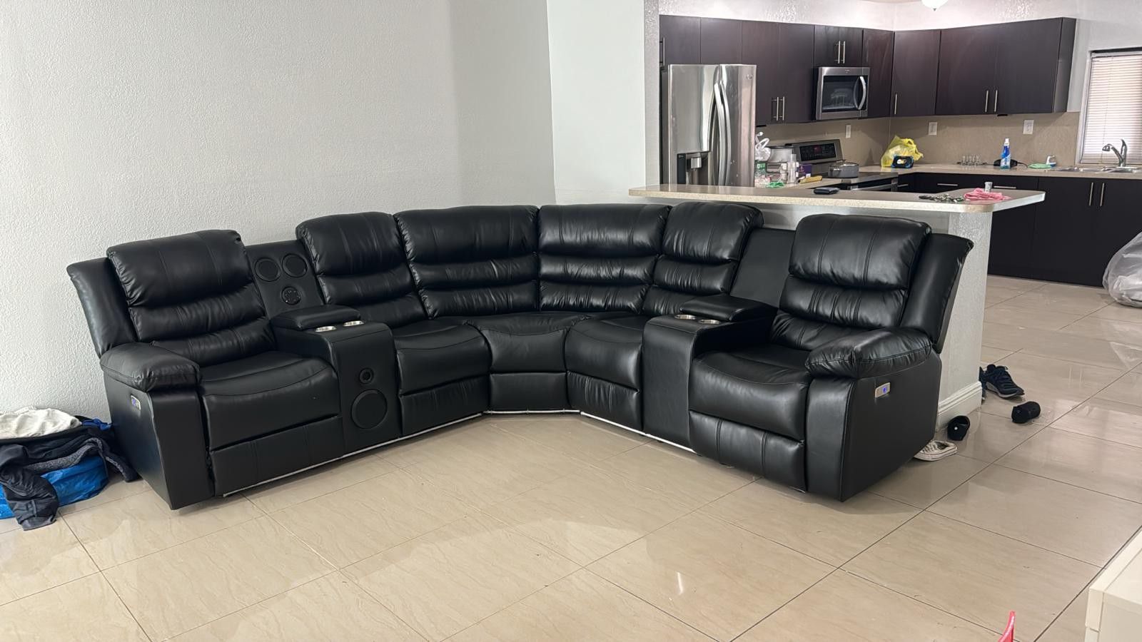 Black Recliner Sectional 