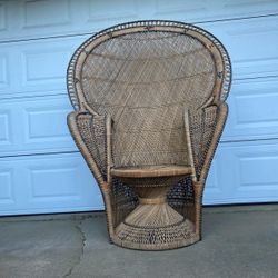 Vintage 1970s BOHO King Cobra Rattan Wicker Peacock Chair