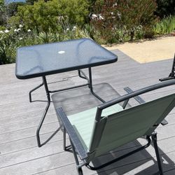 Patio table and 4 Folding Chair Set With Protective Cover