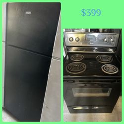 Black Refrigerator And Stove