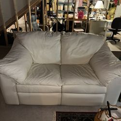 Off White Reclining Leather Loveseat